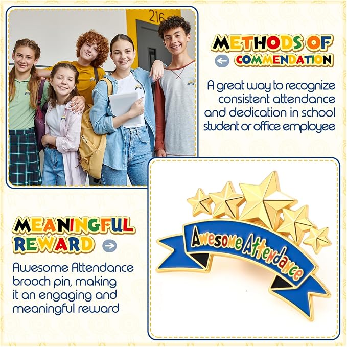 Huquary 50 Pcs Perfect Awesome Attendance Awards Awesome Attendance Star Lapel - Image 3