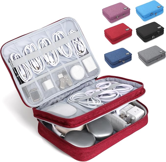 Large Electronic Organizer Travel Case, Double Layer Tech Accessories Bag by Unknown