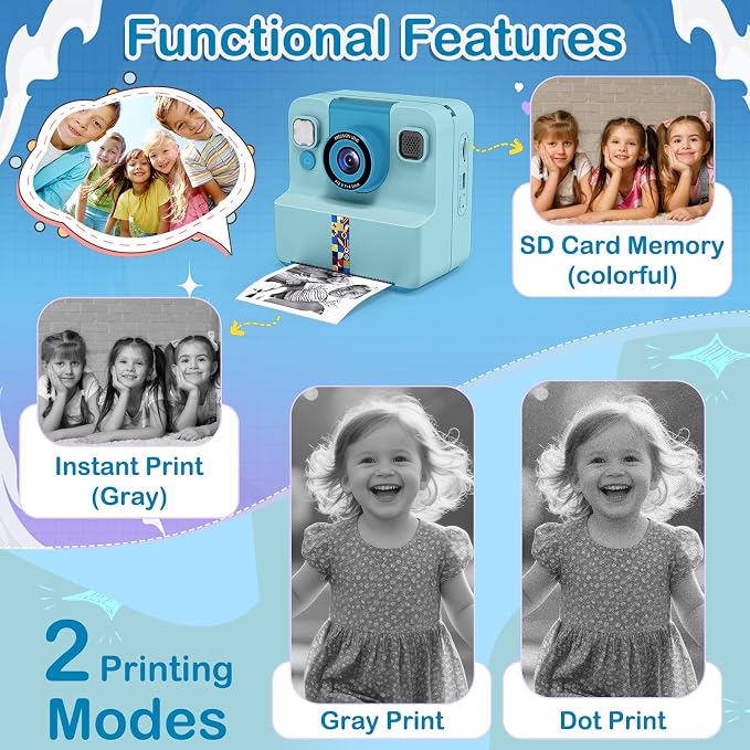 Nreonrick Kids Camera Instant Print, Selfie Toddler Digital Instant Camera - Image 5