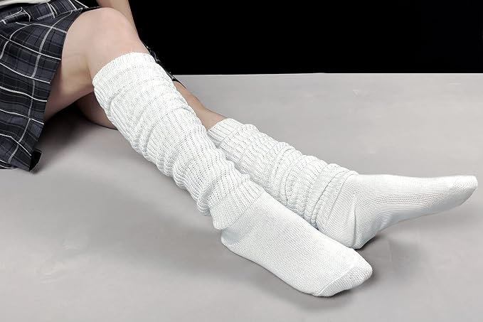 Women's Extra Knit Japanese Style Loose Socks White Lolita Leg Warmer Bubble - Image 4
