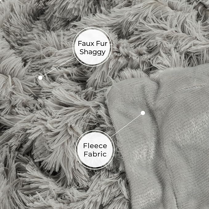 Tuddrom Decorative Extra Soft Fuzzy Faux Fur Throw Blanket 50" x 60", Solid - Image 6