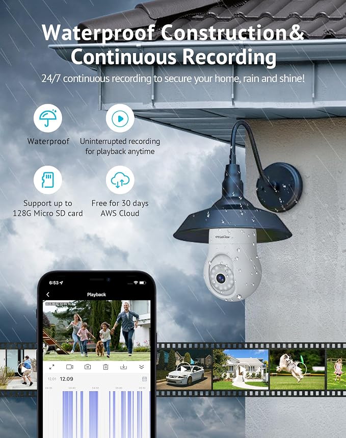 LaView 4MP Bulb Security Camera 2.4GHz, 360° 2K Security Cameras Wireless - Image 4