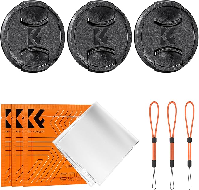 K&F Concept 95mm Lens Cap, 9-in-1 Center Pinch Lens Cover + Anti-Loss Keeper by KFCONCEPT