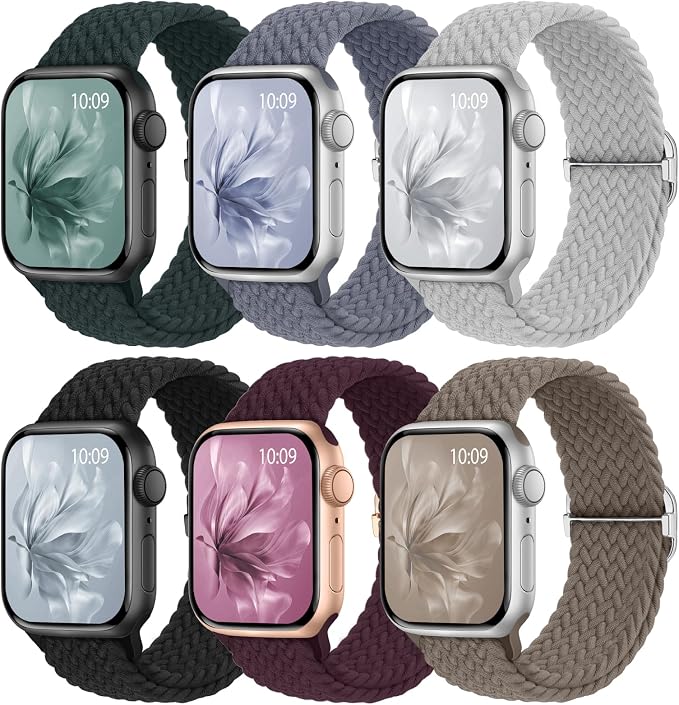 6 Pack Braided Stretchy Bands Compatible by KnossenWatchBand