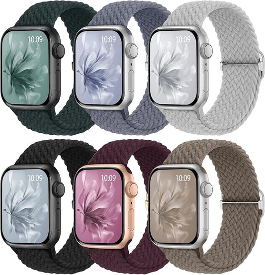 6 Pack Braided Stretchy Bands Compatible by KnossenWatchBand
