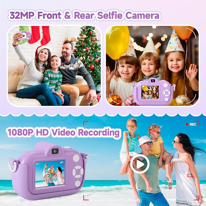 Kids Camera Toddler Toys for Girls Boys, YEEHAO 32MP Dual Lens Digital Camera - Image 4