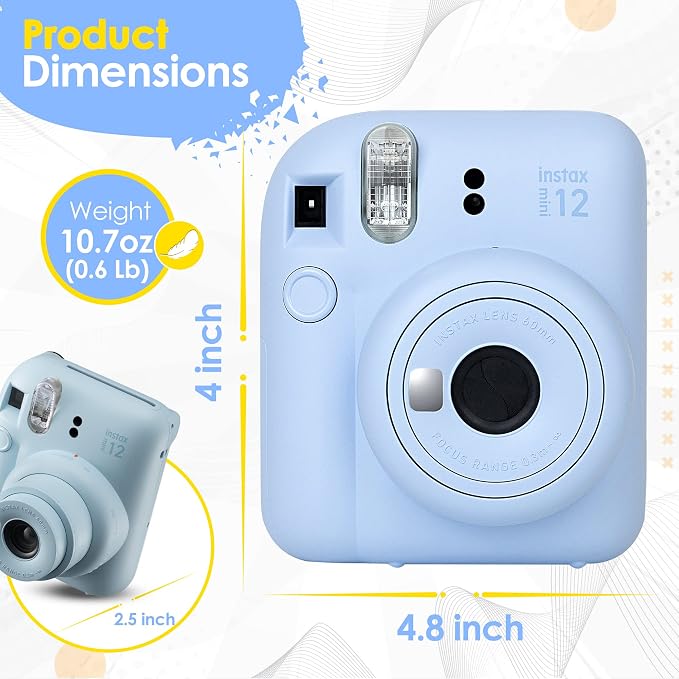 Fujifilm Instax Mini 12 Instant Camera Pastel Blue and Fuji Film Value Pack - Image 8