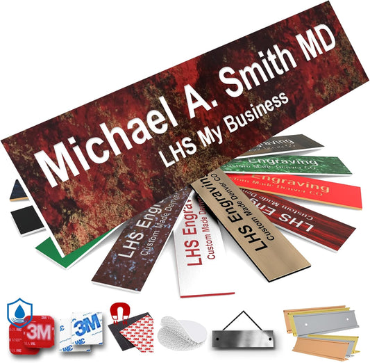 Engraved Door Signs for Office Personalized Rustico Granite Plastic Door Plaque White Letters - Made in USA 2x12 S2