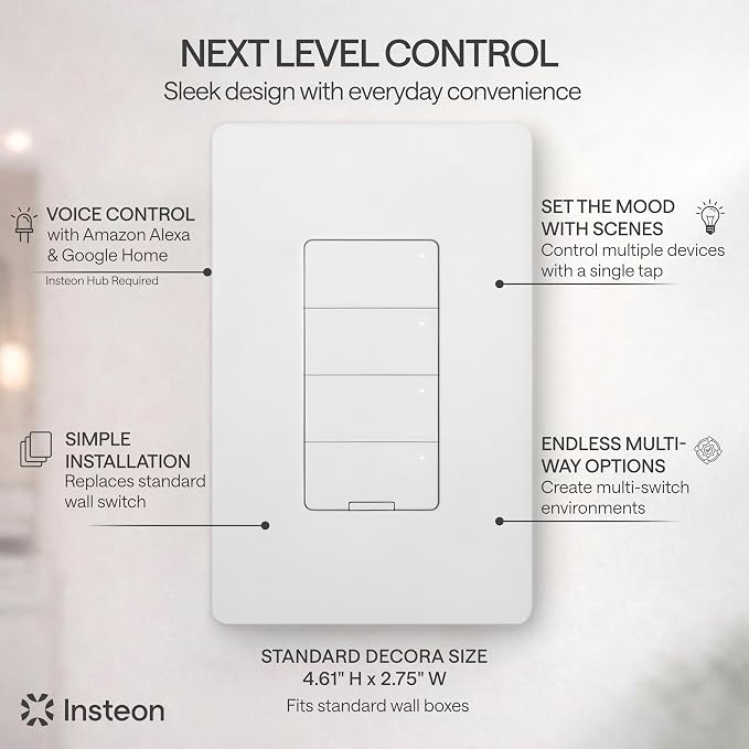 Insteon i3 Keypad 4-Button Smart Light Switch, KP014 - Image 2