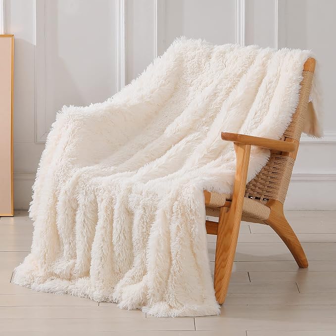 Tuddrom Decorative Extra Soft Fuzzy Faux Fur Throw Blanket 50" x 60", Solid by Tuddrom