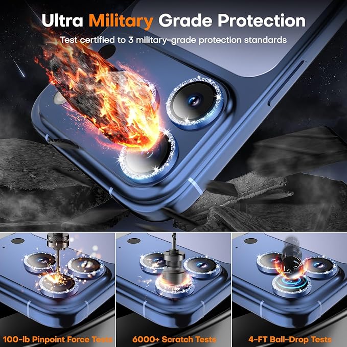 for iPhone 15 Pro/15 Pro Max Camera Lens Protector, Tempered Glass Screen - Image 5