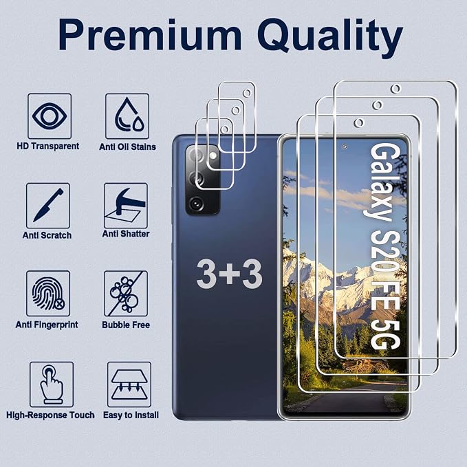 Galaxy S20 FE 5G Screen Protector + Camera Lens Protector, HD Tempered Glass - Image 2