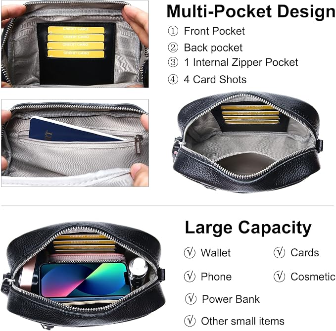 Small Crossbody Bags for Women Genuine Leather, Guitar Strap Shoulder Handbag - Image 4