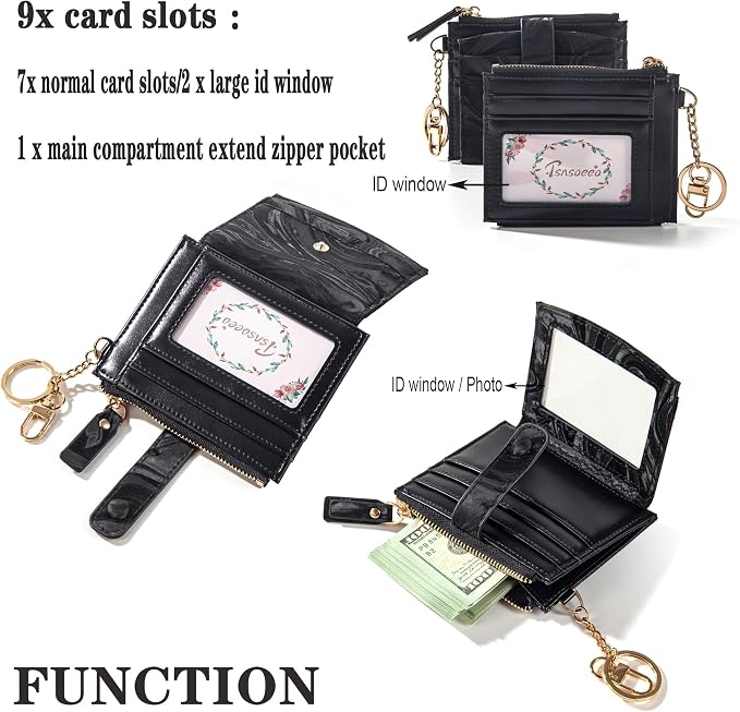 Keychain Wallet Wristlet Small Credit Card Holder Bracelet Key Chain Purse - Image 3