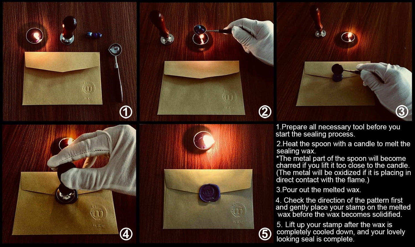 Mceal Wax Seal Stamp, Large Seal 1 1/5"(30mm) Dia, Silver Brass Head with Wooden Handle, Regal Letter A to Z Series (Letter R)