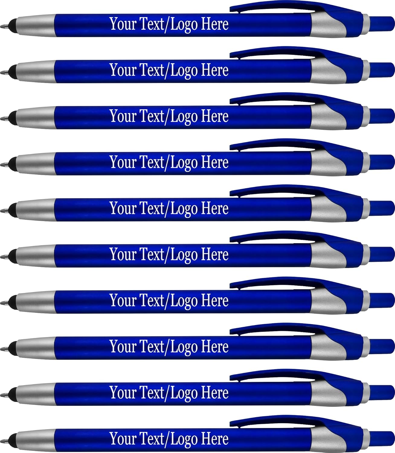Personalized With your Custom Logo or Text Pens-Pack of 450- for Marketing, Parties, and Events, 2 in 1 Capacitive Stylus & Ballpoint Pen Compatible With Touchscreen Devices, Black Ink, Blue Pens