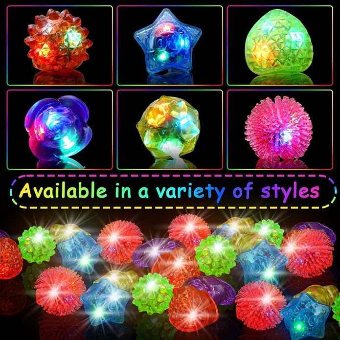 OLUPP Light Up Rings, Glow In The Dark Party Supplies, 6 Style Flashing Glow In - Image 6