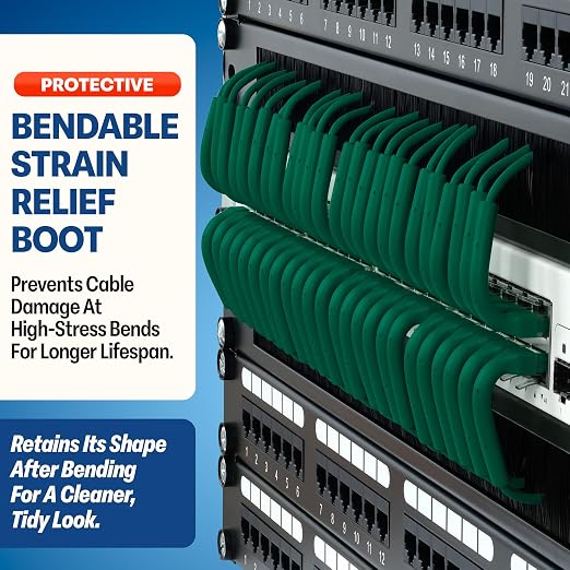 Everest Ultra Slim Cat6a Ethernet Patch Cables 0.5ft Green - Image 3