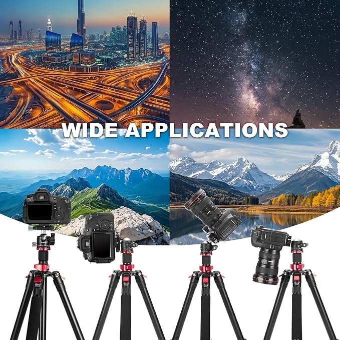 CAVIX 79" Camera Tripod, 2-in-1 Aluminum Alloy Tripod - Image 6