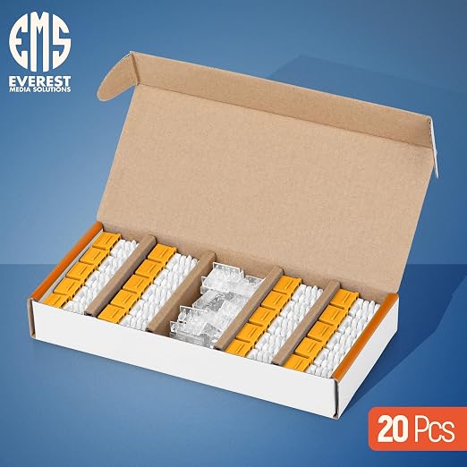 Everest 90° Angled RJ45 Cat6A Keystone Jacks 20-Pack in Yellow - Image 2