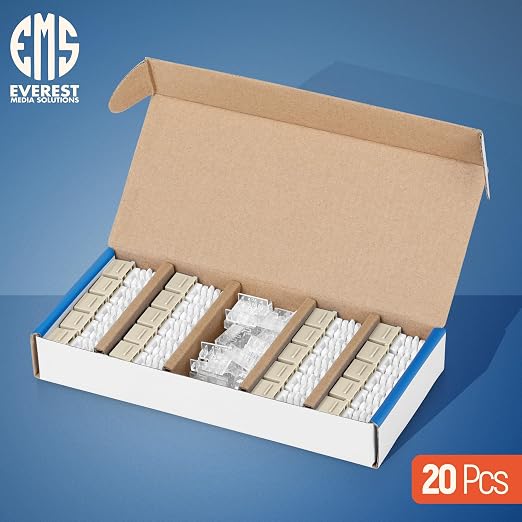 Everest 90° Angled RJ45 Cat6 Keystone Jacks 20-Pack in Ivory - Image 2