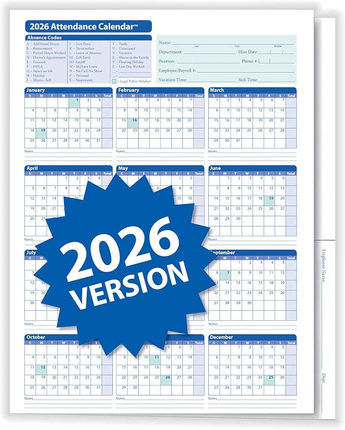 ComplyRight 2026 Attendance Calendar Folder - Image 5