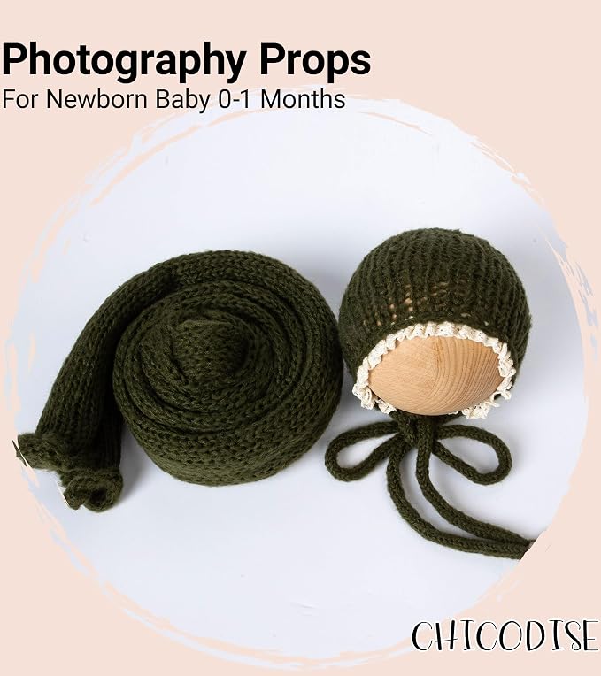 Newborn Photography Props Wraps & Ruffle Edge Bonnet - Image 6