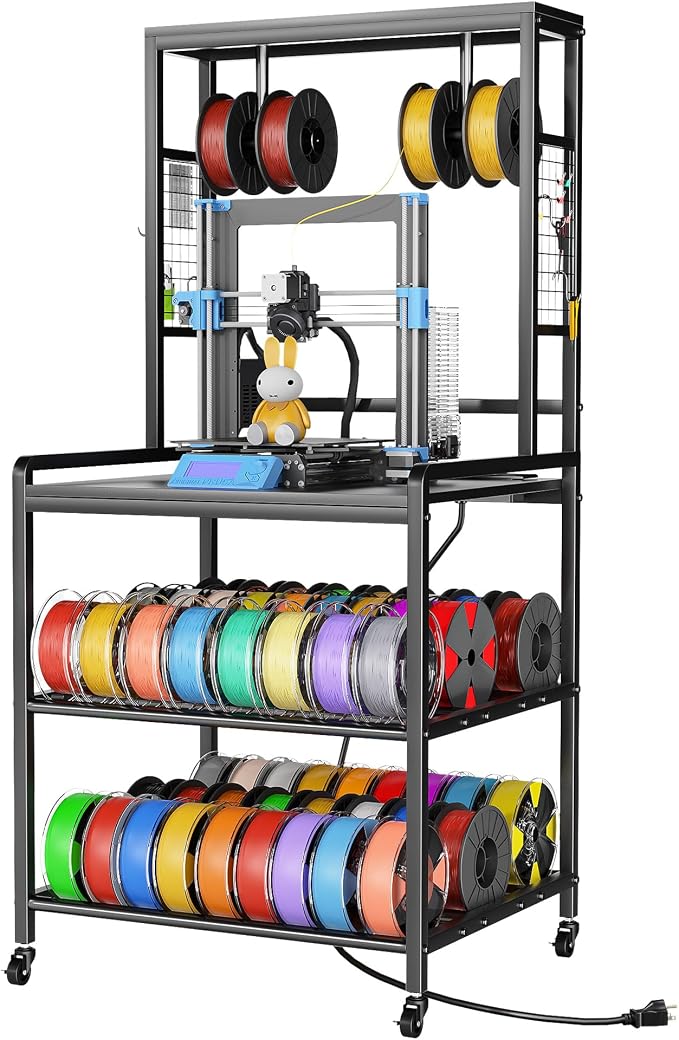 Kepproty 3D Printer Stand with Power Outlet, Rolling Storage Cart w/Filament by kepptory