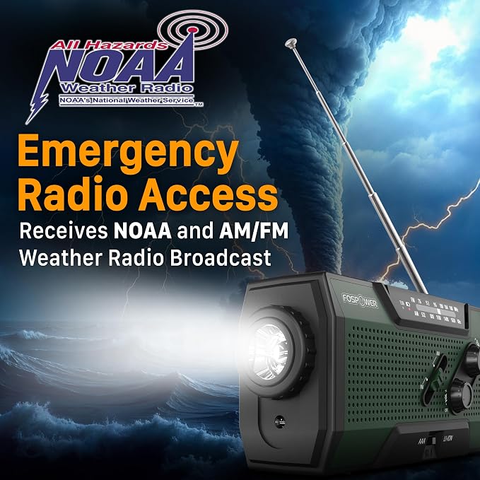 FosPower NOAA Emergency Weather Radio A1 7400mWh Portable Power Bank, - Image 2