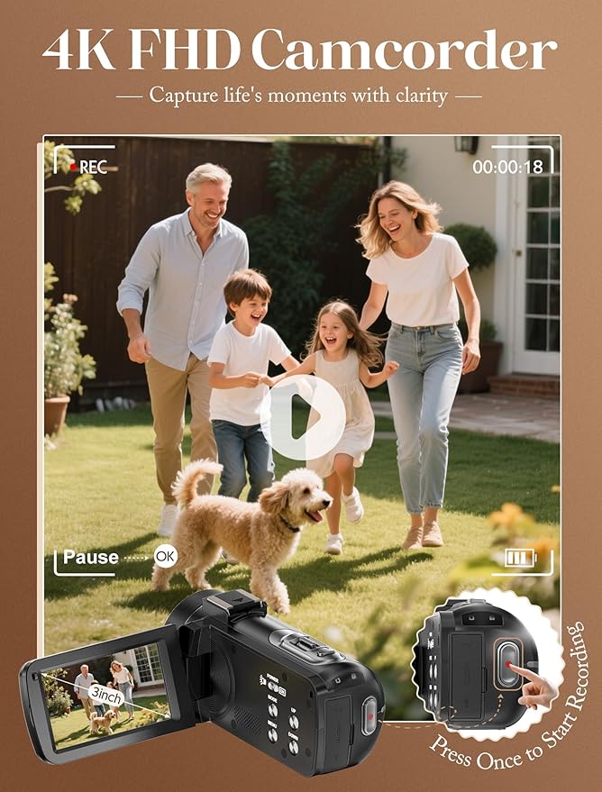 ZYDIIE 4K Video Camera Camcorder UHD 64MP Vlogging Camera - Image 2