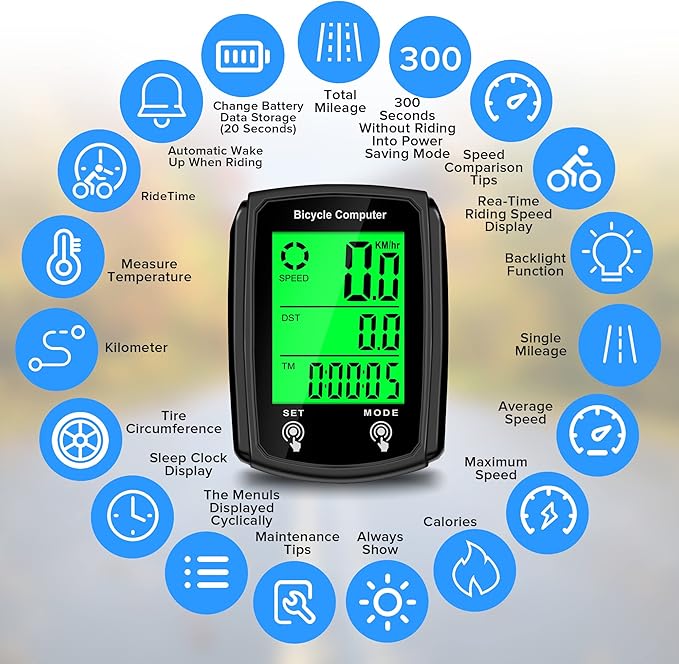 Bike Computer and Bicycle Odometer Wired MPH KM/H Bike Speedometer - Image 2