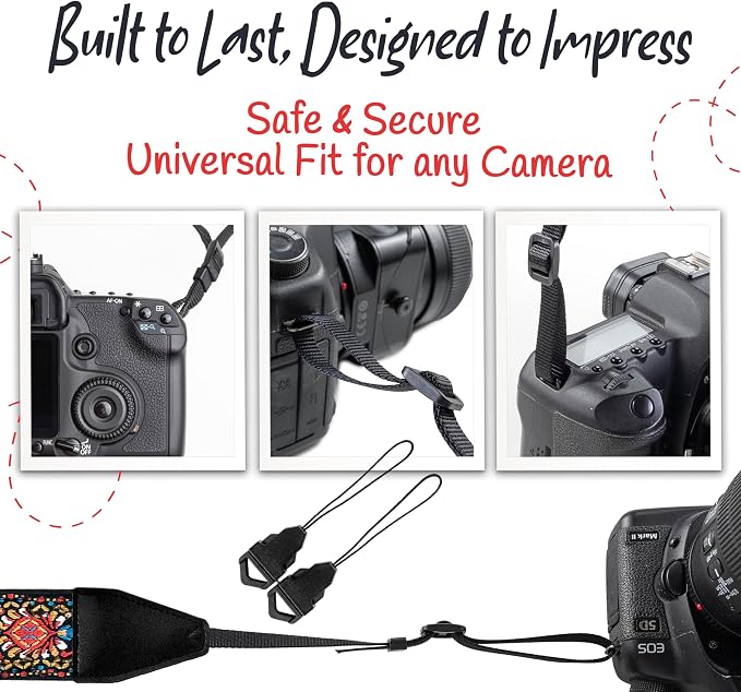 Art Tribute Camera Strap, Vintage Embroidered Neck Shoulder & Crossbody Camera - Image 7