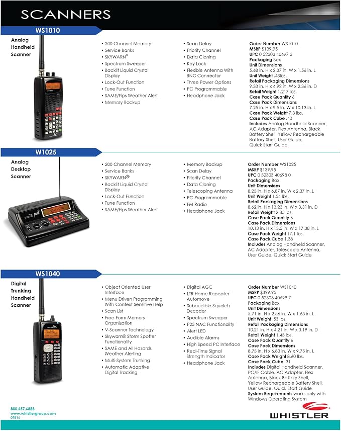 Whistler WS1040 Handheld Digital Scanner – P25 Phase I, Same Weather Alerts - Image 6