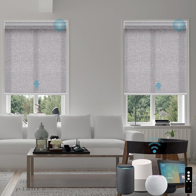 SmartWings 70% Light Filtering Motorized Roller Shades Work by SmartWings