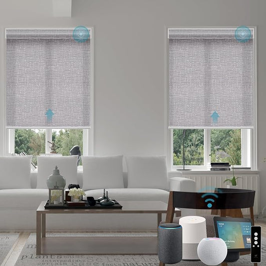 SmartWings 70% Light Filtering Motorized Roller Shades Work by SmartWings