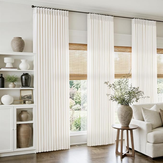 Natural Cream Linen Pinch Pleated 94 Inch Curtains - Image 8