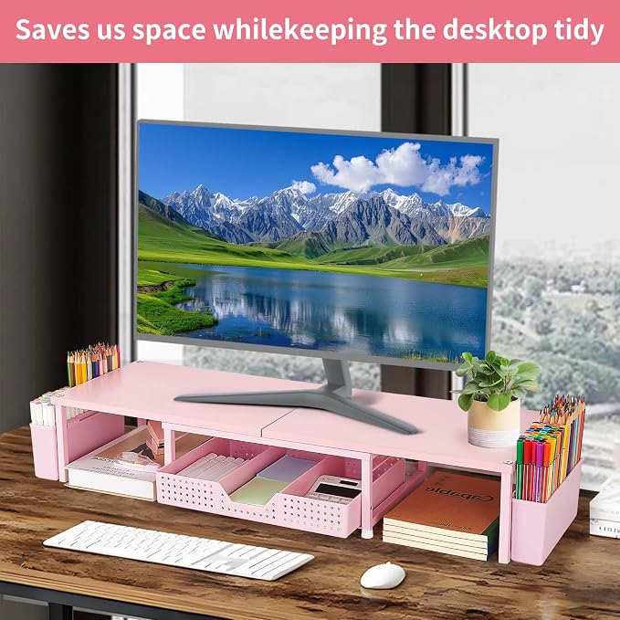 OPNICE Desk Organizers and Accessories, Dual Monitor Stand Riser - Image 5