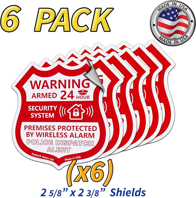 Psyfer® 6 Pack - Alarm Security Outdoor UV Waterproof Window Stickers - Image 3