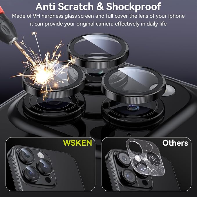 WSKEN for iPhone 15 Pro/iPhone 15 Pro Max Camera Lens Protector, Shatterproof - Image 3