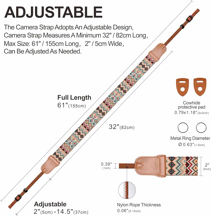 Padwa Lifestyle Cool Ethnic Style Apricot Camera Strap - Image 5