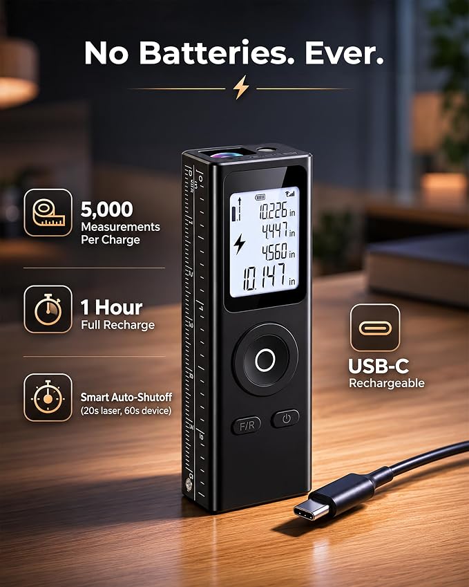 Cooper Ray, Mini Laser Measuring Tool, 2.7in 1oz Pocket Size Keychain Laser - Image 5