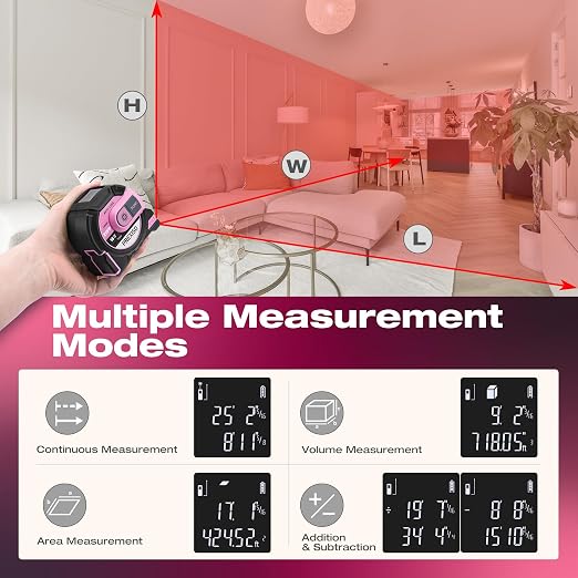 PREXISO 2-in-1 Laser Tape Measure- 215Ft Laser Measuring Tool & 16Ft Measuring - Image 3
