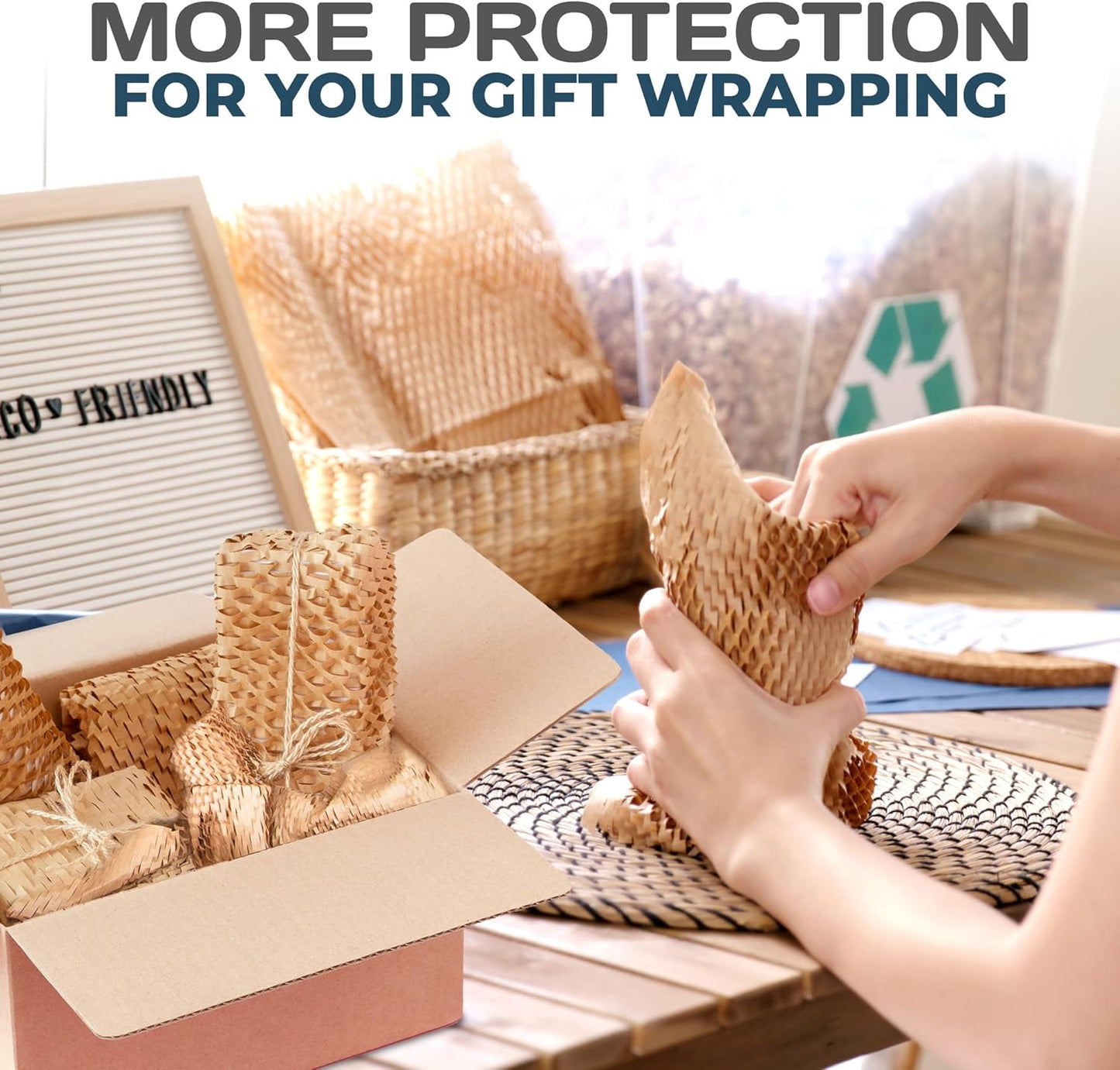 HexcelWrap Mini - Honeycomb Packing Paper, Eco-Friendly, Sustainable Paper Bubble Wrap for Shipping & Moving, Cushioned Packing Material in Dispenser - White, Pallet of 40, 12" x 750'