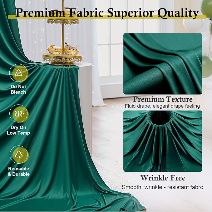 20ft x 12ft Wrinkle Free Hunter Green Backdrop Curtains - Image 3