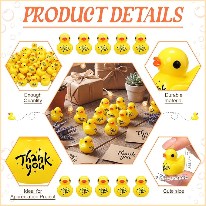 Skylety 100 Pcs Thank You Gifts Mini Resin Ducks Employee Appreciation Gifts - Image 2