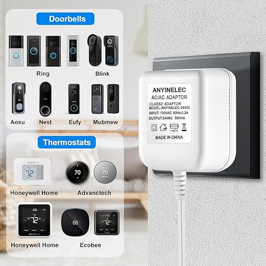 24V C Wire Transformer for Ring Nest Ecobee Honeywell Devices | 26.2ft white - Image 2