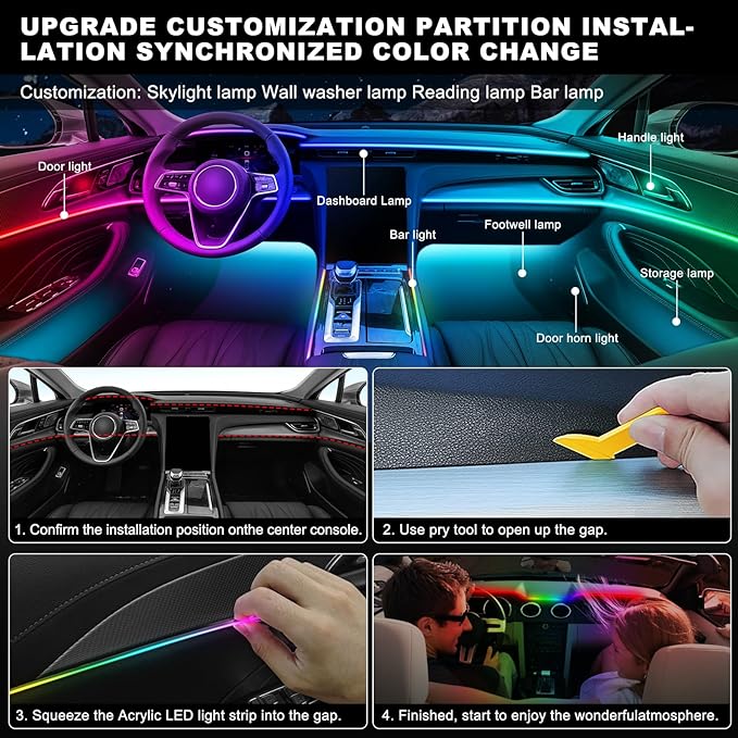 Dreamcolor Acrylic Interior Car LED Strip Light - Image 6