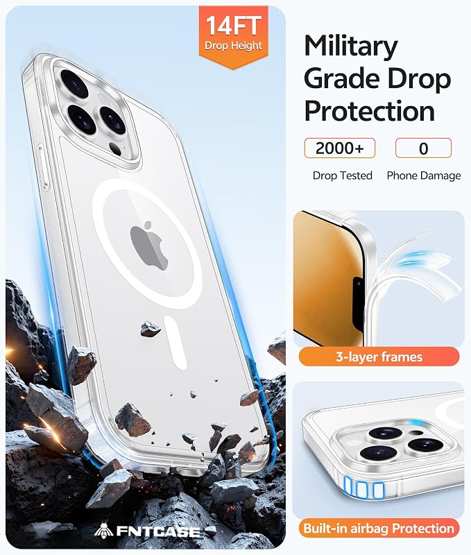 FNTCASE for iPhone 13 Pro Case: Anti Yellowing Transparent Clear Magnetic Phone - Image 5
