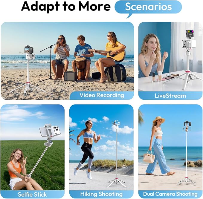 ULANZI MT-44B Phone Tripod, 360° Ball Head, Extendable Selfie Stick w Cold Shoe - Image 4
