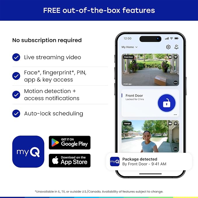 myQ Secure View™ 3-in-1 Smart Lock Deadbolt + Garage Door Video Keypad + Power - Image 12